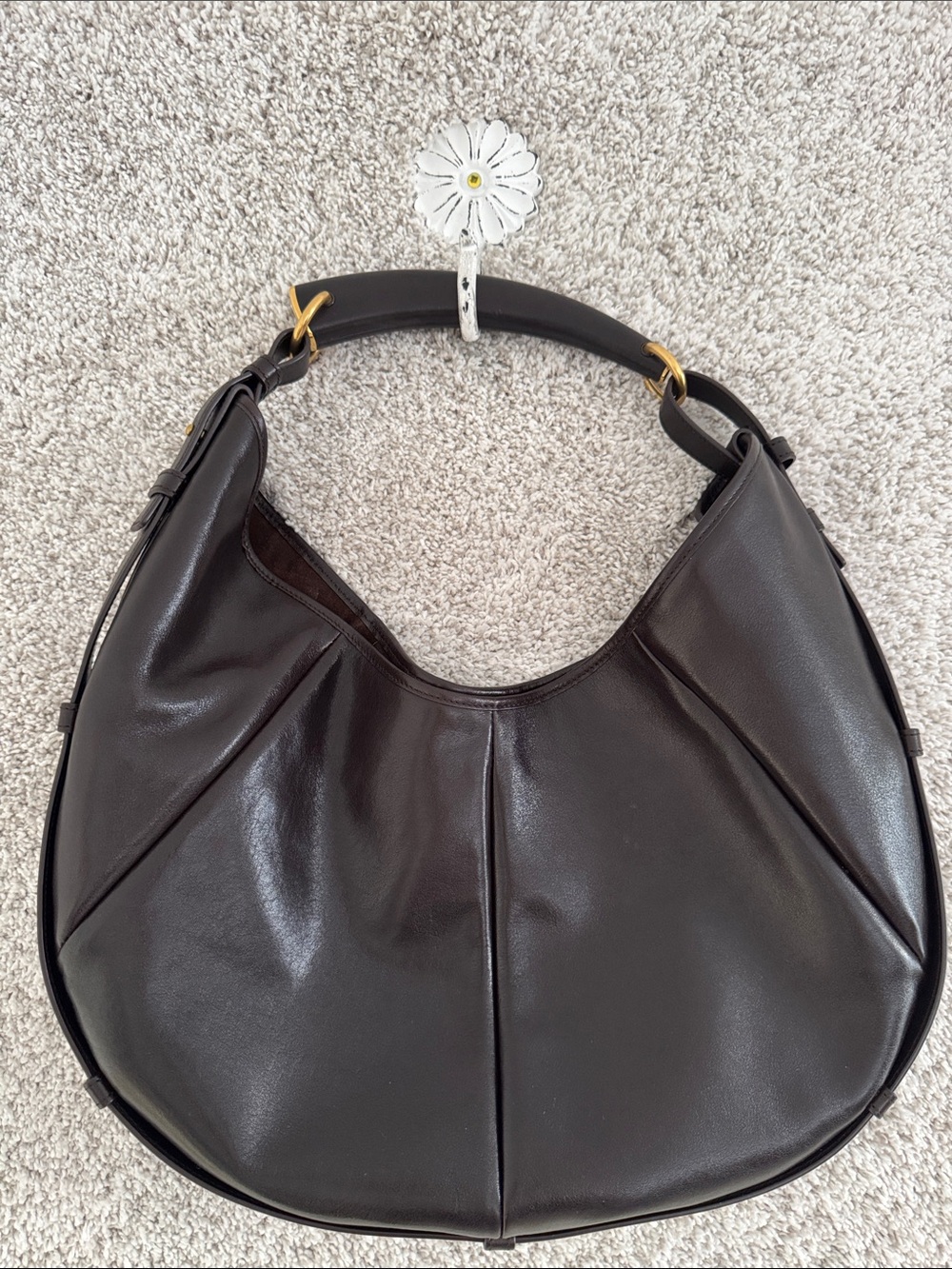 Saint Laurent Mombasa Brown/Black Calfskin Lined in Tonal Suede Shoulder Bag